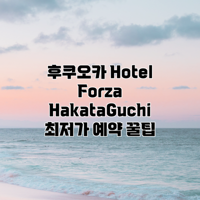 후쿠오카 Hotel Forza HakataGuchi 최저가 예약 꿀팁