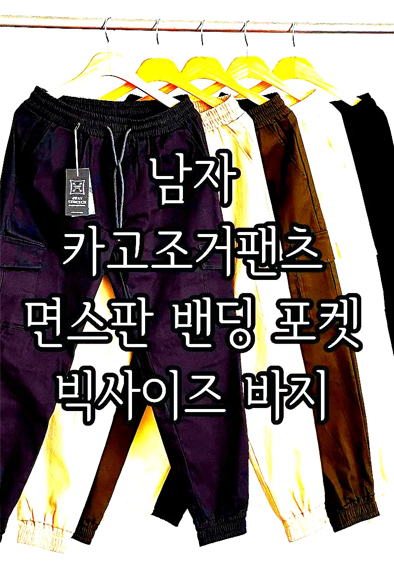 남자 카고조거팬츠 면스판 밴딩 포켓 빅사이즈 바지 이미지 6