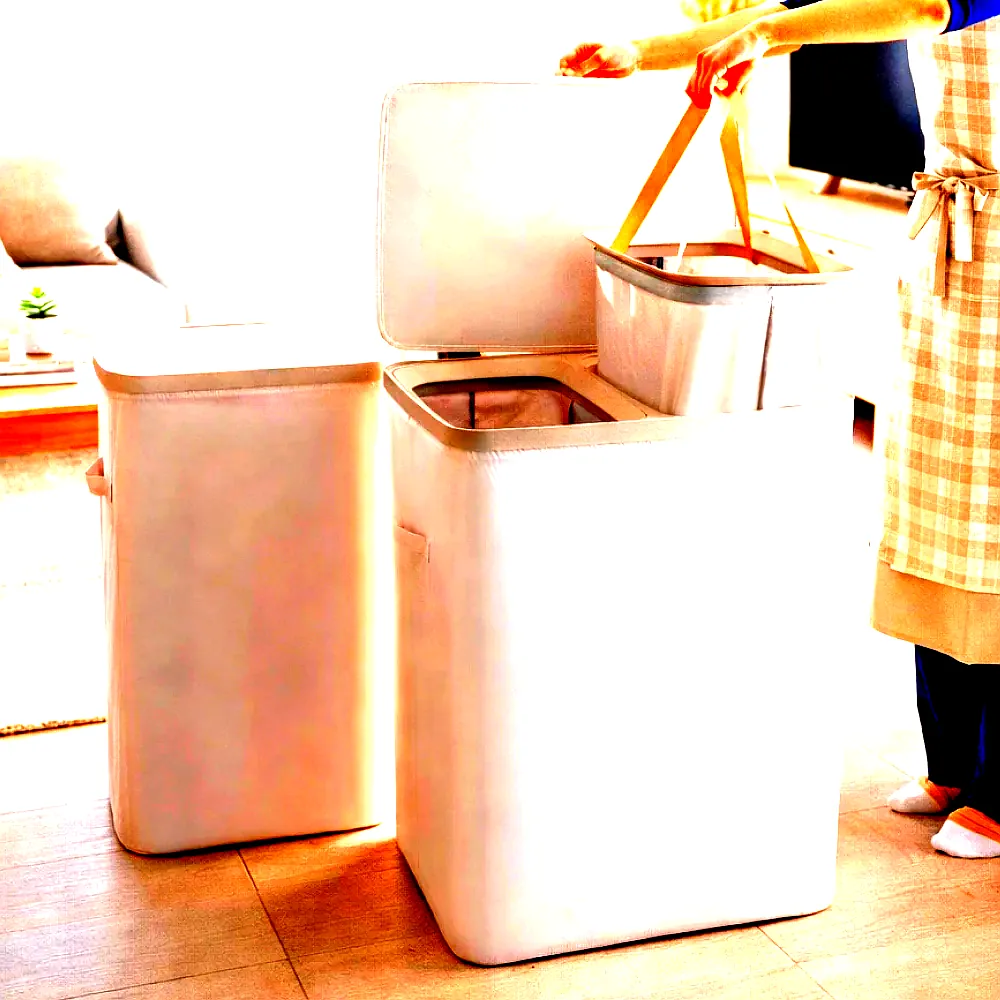 모노플랫 대형 빨래바구니 60L 틈새 세탁바구니 2단 손잡이 빨래통 이미지 2