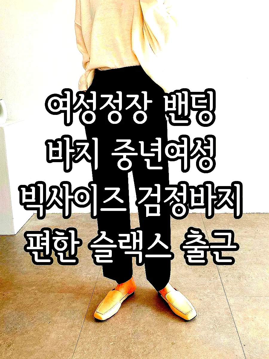 여성정장 밴딩 바지 중년여성 빅사이즈 검정바지 편한 슬랙스 출근 하객 면접룩 이미지 2