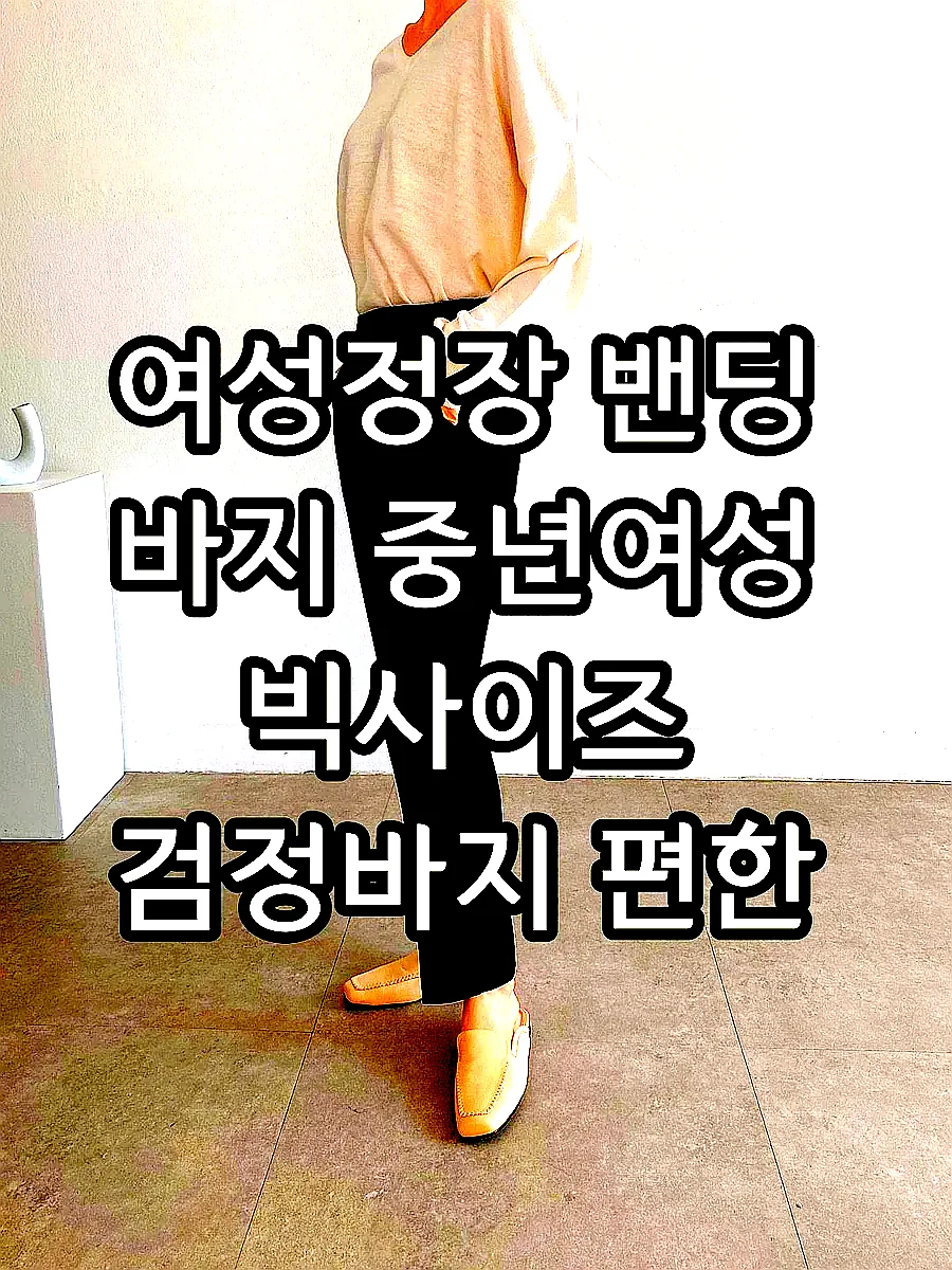 여성정장 밴딩 바지 중년여성 빅사이즈 검정바지 편한 슬랙스 출근 하객 면접룩 이미지 4